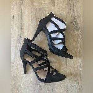 Brand New Kelly and Katie Black velvet Strappy Heels. Size 9
